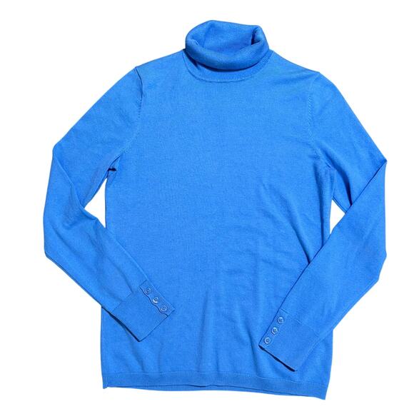 Talbots Turtleneck Women's Size Small Blue Knit Long Sleeve - Picture 1 of 7